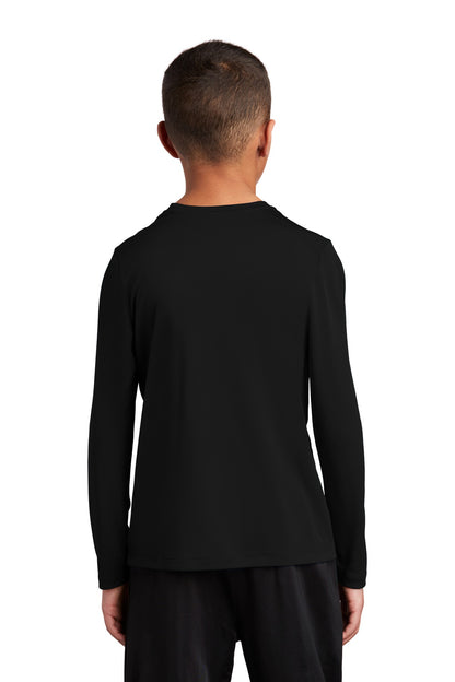Black Sport-Tek Youth Posi-UV Pro Long Sleeve Tee. YST420LS plain