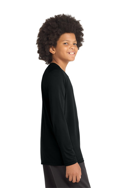 Black Sport-Tek Youth Posi-UV Pro Long Sleeve Tee. YST420LS plain