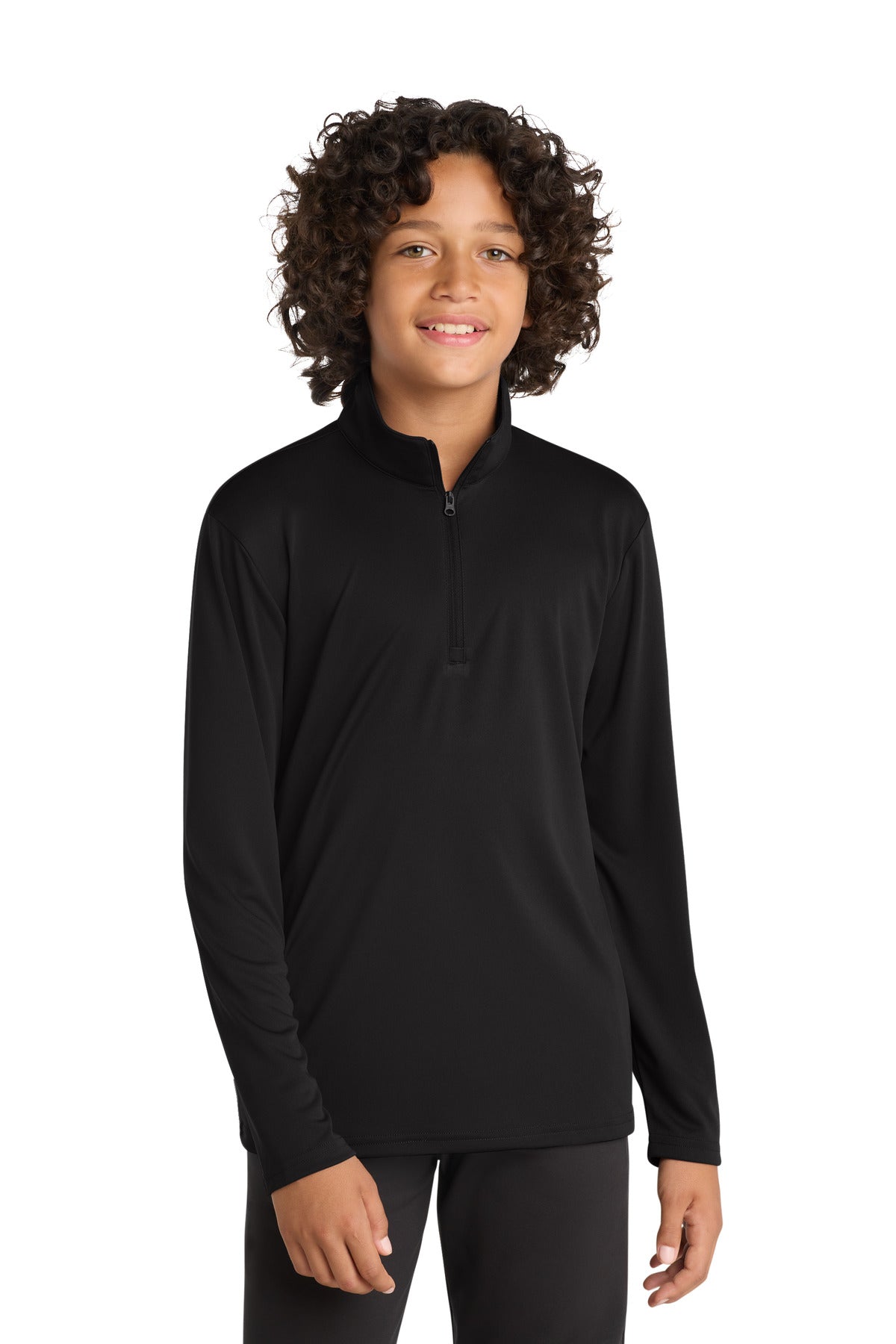 Black Sport-Tek Youth PosiCharge Competitor 1/4-Zip Pullover. YST357 plain