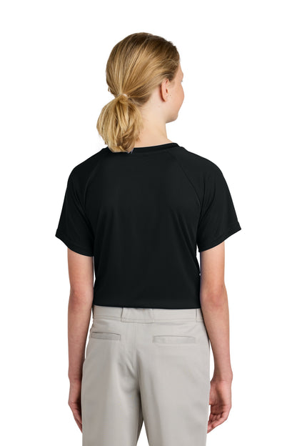 Black Sport-Tek Youth PosiCharge Competitor 2-Button Henley YST359 plain