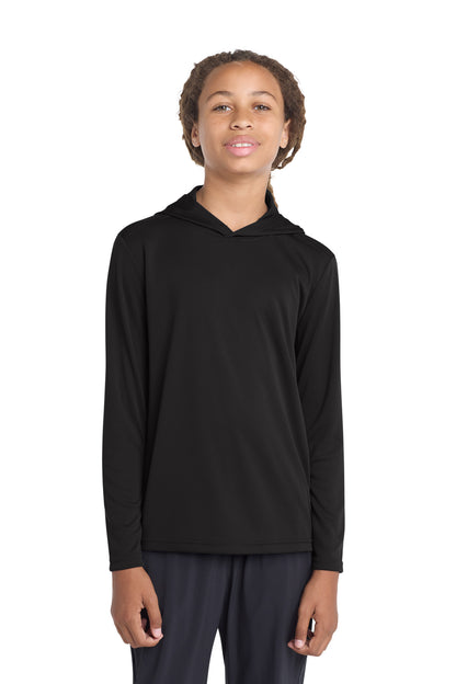 Black Sport-Tek Youth PosiCharge Competitor Hooded Pullover. YST358 plain