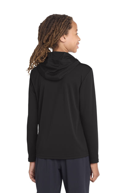 Black Sport-Tek Youth PosiCharge Competitor Hooded Pullover. YST358 plain