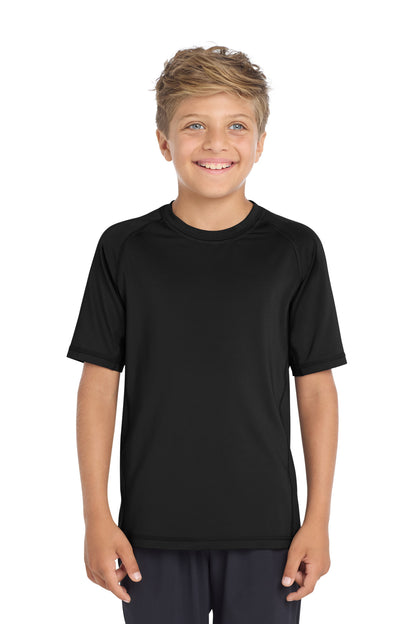 Black Sport-Tek Youth Rashguard Tee. YST470 plain