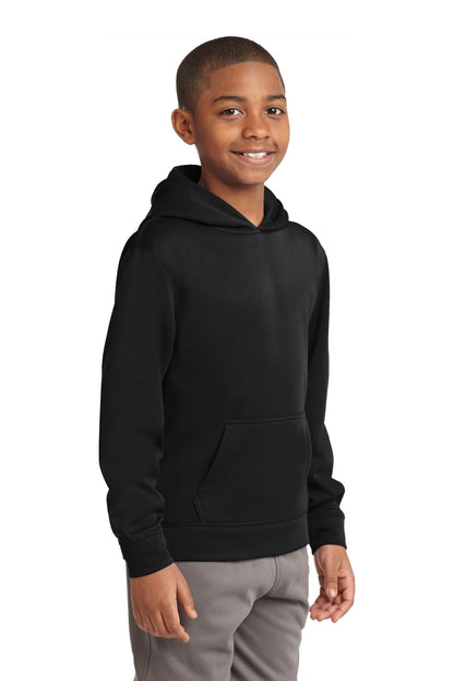 Black Sport-Tek Youth Sport-Wick Fleece Hooded Pullover. YST244 plain