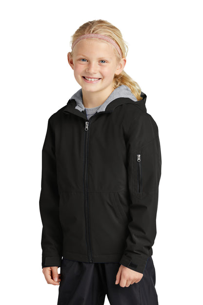 Black Sport-Tek Youth Waterproof Insulated Jacket YST56 plain