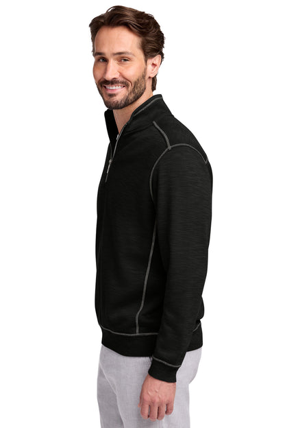 Black Tommy Bahama Tobago Bay 1/2-Zip ST226342TB plain