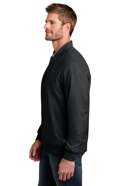 Black TravisMathew Bomber Jacket TMA47413 plain