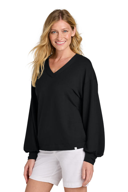 Black TravisMathew Women's Long Weekend V-Neck TM1LD009 plain