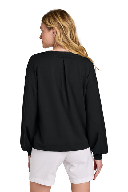 Black TravisMathew Women's Long Weekend V-Neck TM1LD009 plain