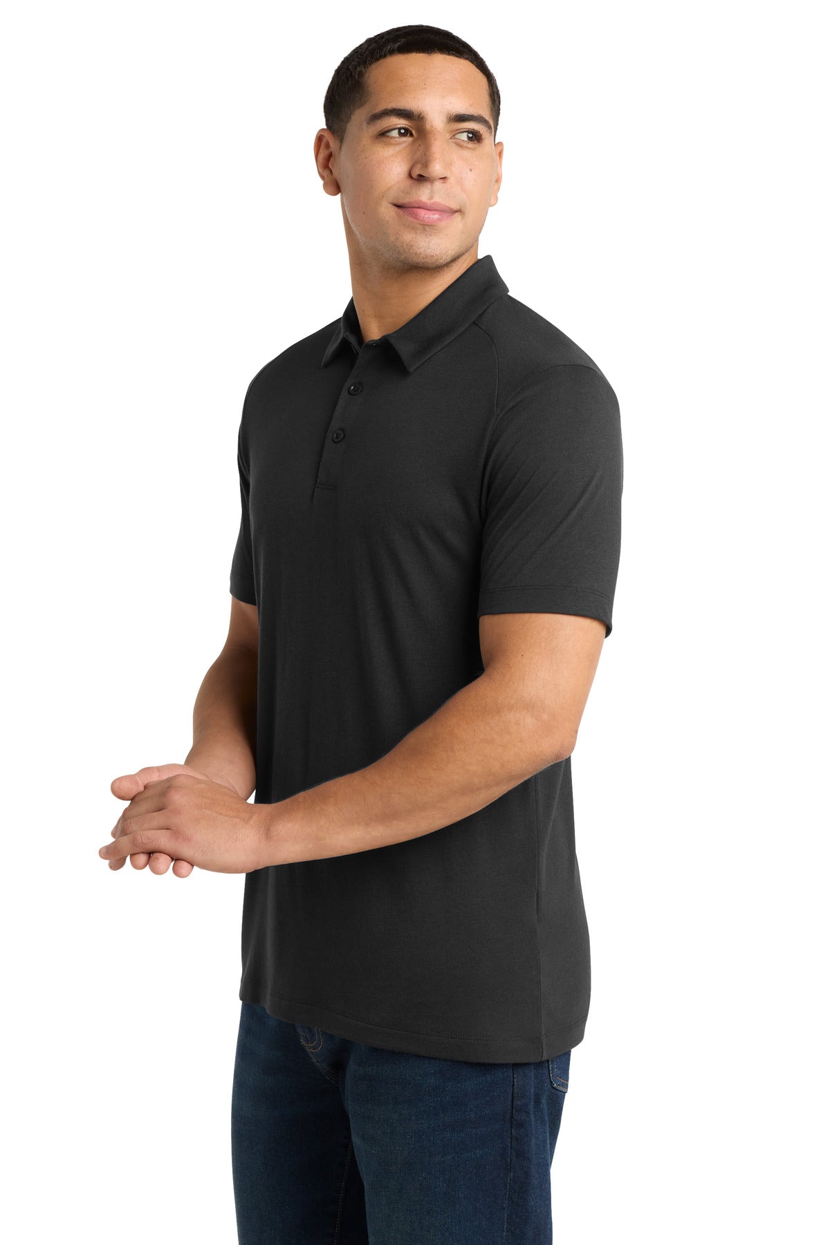 Black Triad So Sport-Tek PosiCharge Tri-Blend Wicking Polo. ST405 plain
