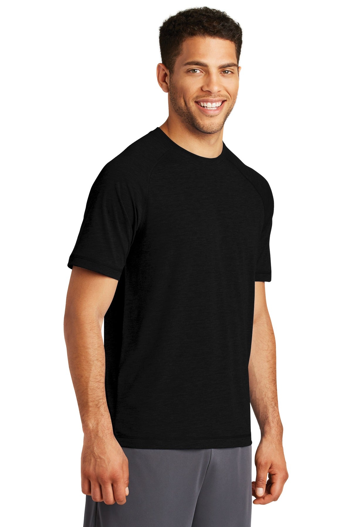 Black Triad So Sport-Tek PosiCharge Tri-Blend Wicking Raglan Tee. ST400 plain