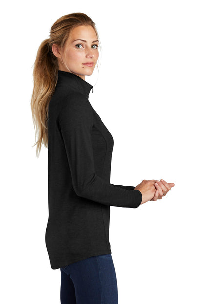 Black Triad So Sport-Tek Women's PosiCharge Tri-Blend Wicking 1/4-Zip Pullover. LST407 plain