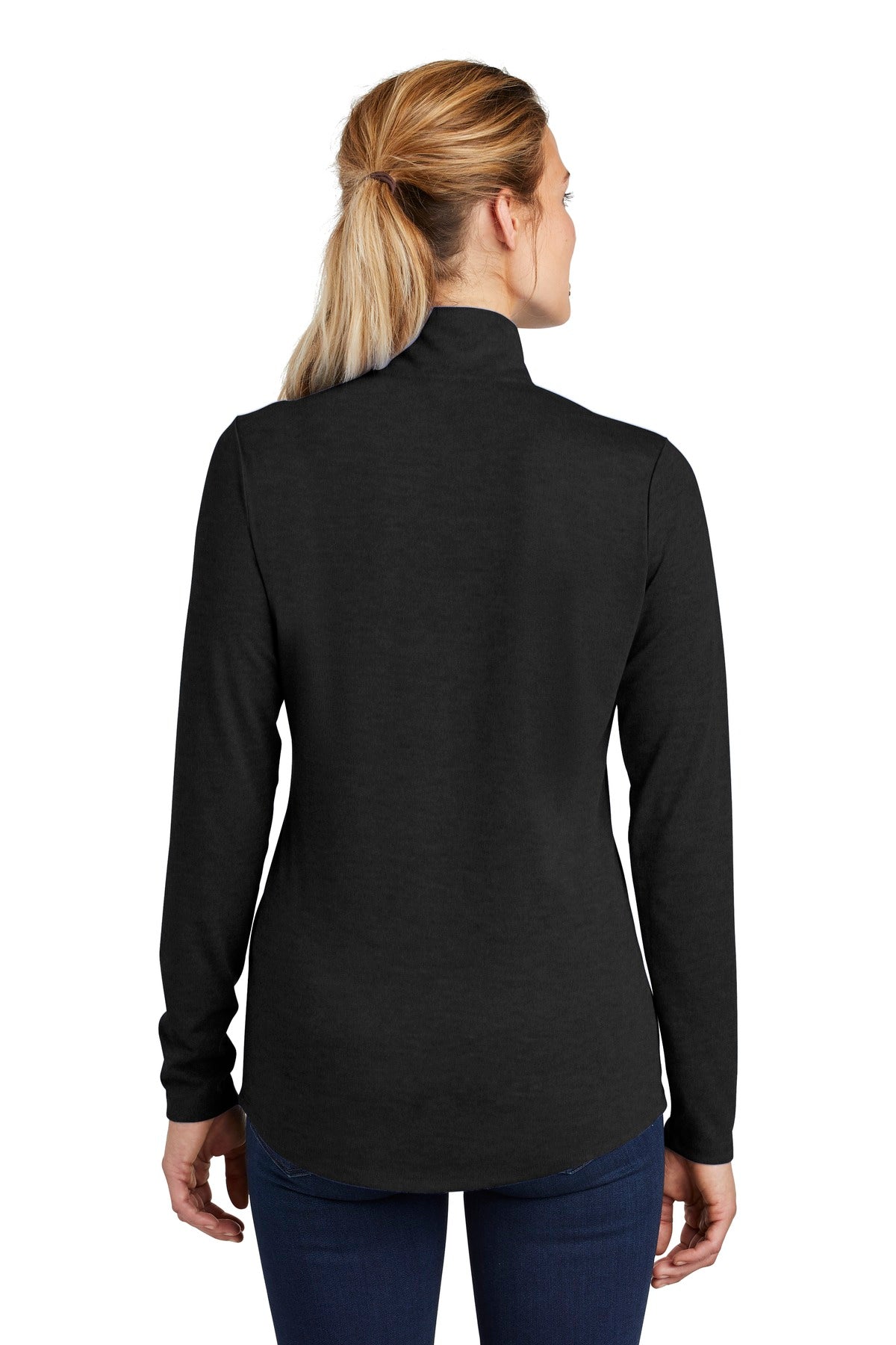 Black Triad So Sport-Tek Women's PosiCharge Tri-Blend Wicking 1/4-Zip Pullover. LST407 plain