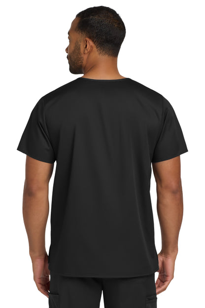 Black Wink Unisex WorkFlex Chest Pocket V-Neck Top WW3160 plain