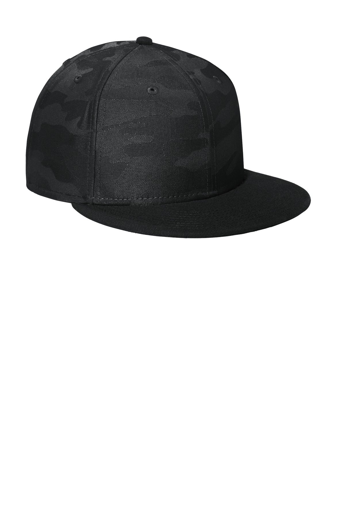 Black/Black Ca New Era Camo Flat Bill Snapback Cap NE407 plain