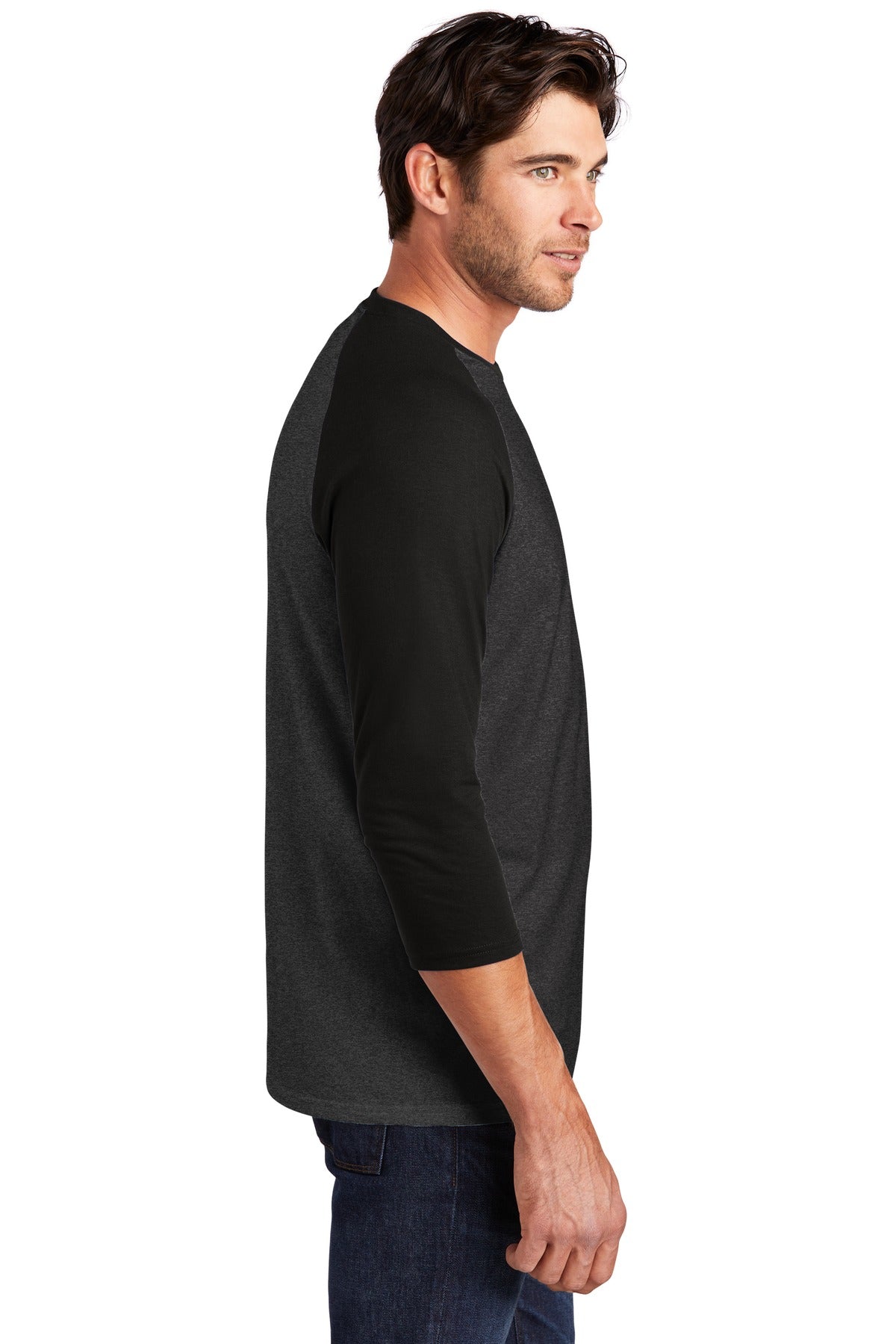Black/Black Fr District Perfect Tri 3/4-Sleeve Raglan. DM136 plain