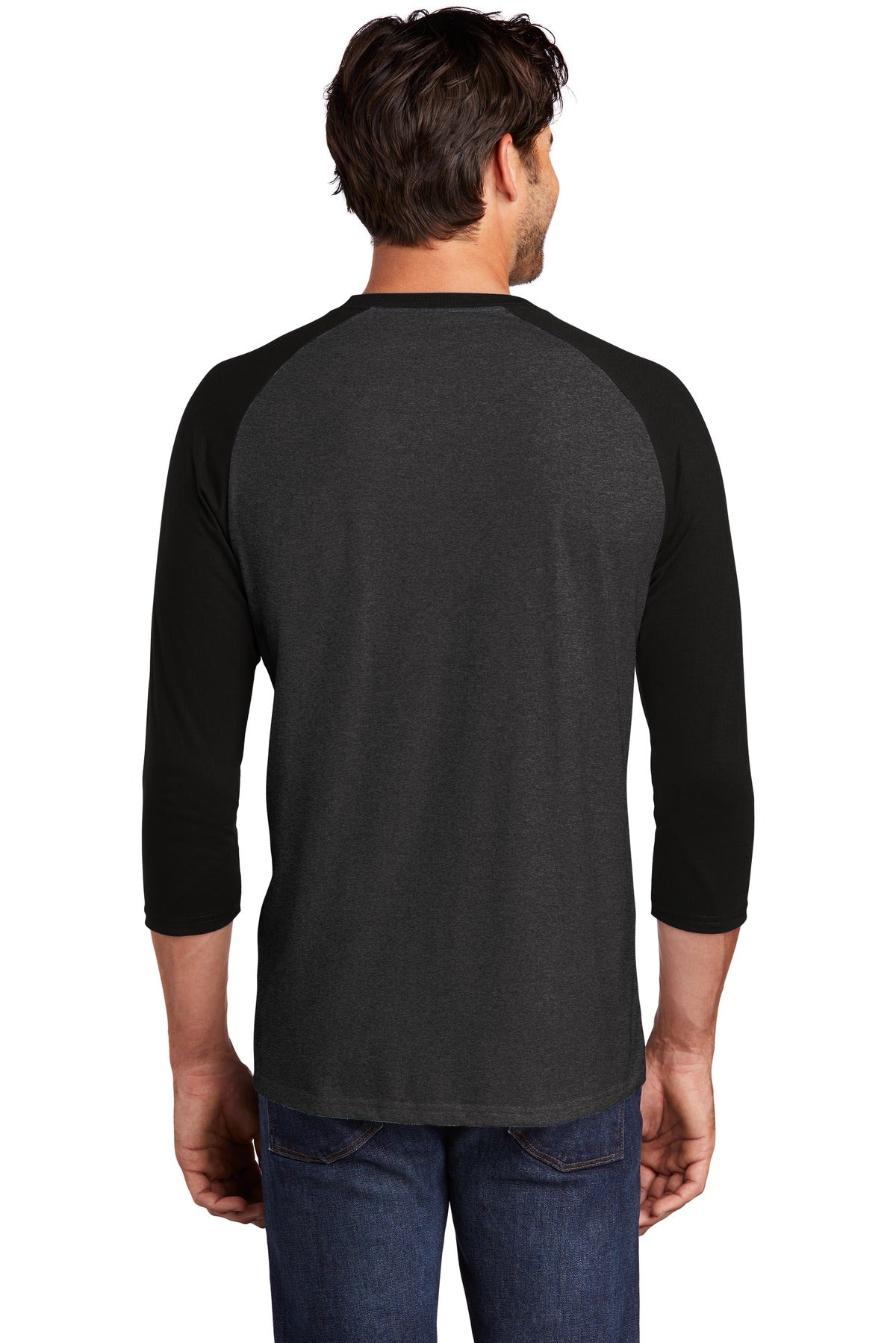 Black/Black Fr District Perfect Tri 3/4-Sleeve Raglan. DM136 plain