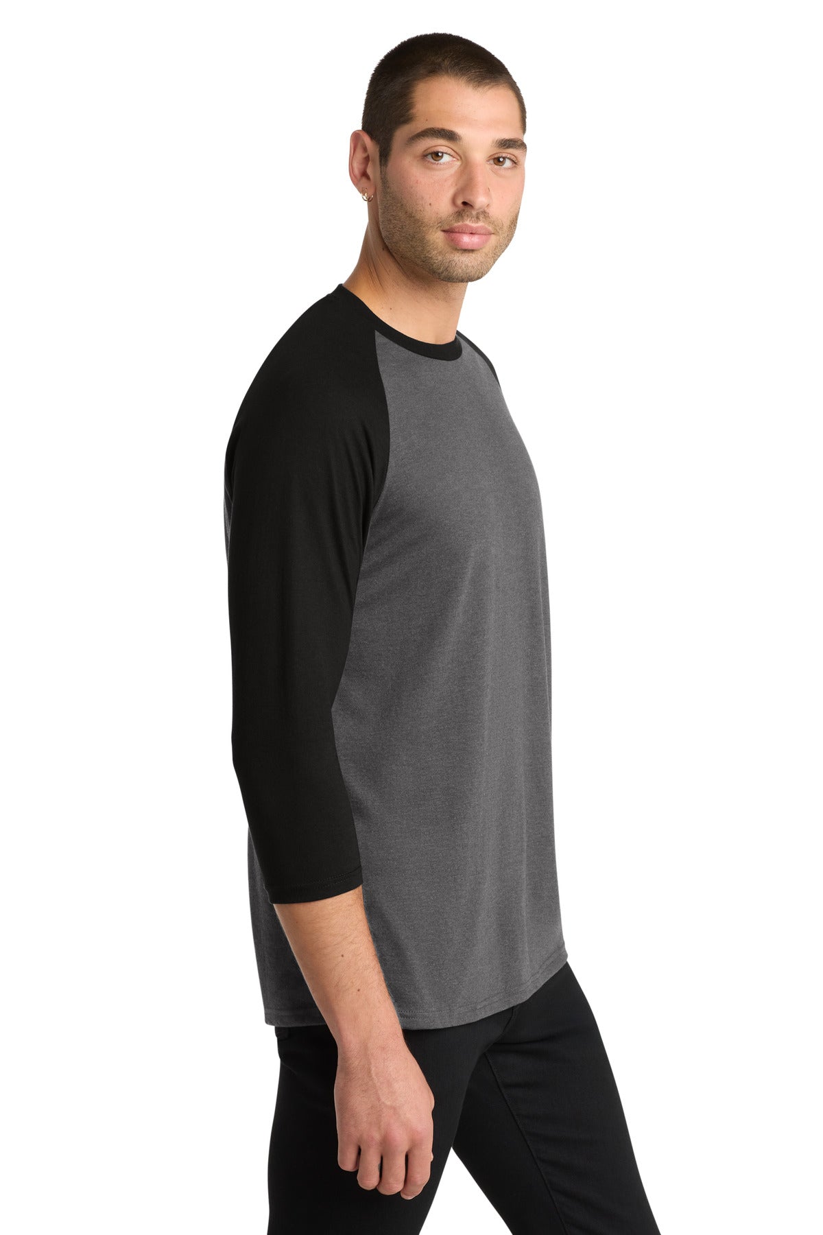 Black/Black Fr District Perfect Tri 3/4-Sleeve Raglan. DM136 plain