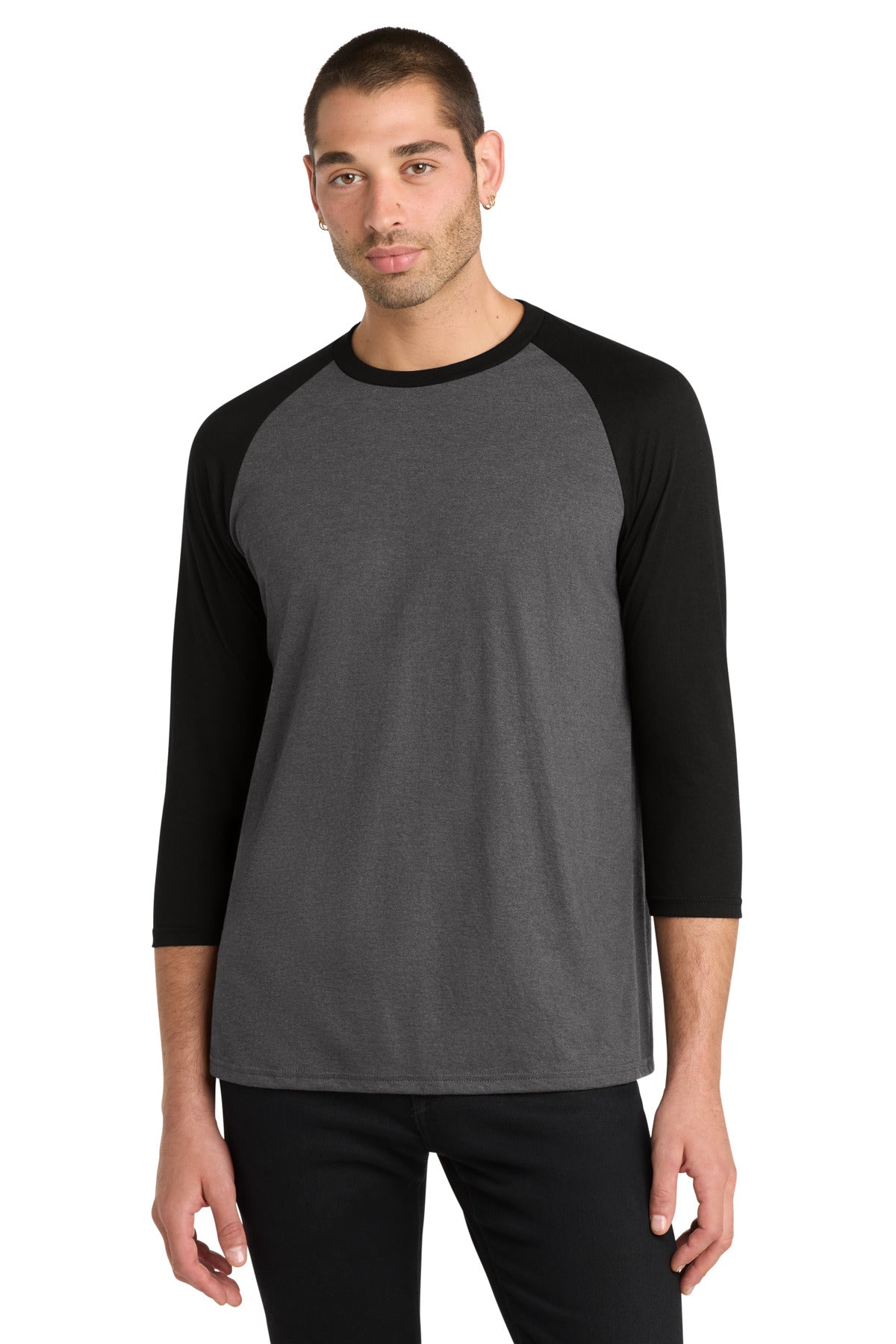 Black/Black Fr District Perfect Tri 3/4-Sleeve Raglan. DM136 plain