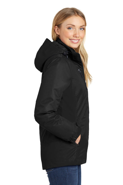 Black/Black Port Authority Women's Vortex Waterproof 3-in-1 Jacket. L332 plain