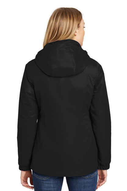 Black/Black Port Authority Women's Vortex Waterproof 3-in-1 Jacket. L332 plain