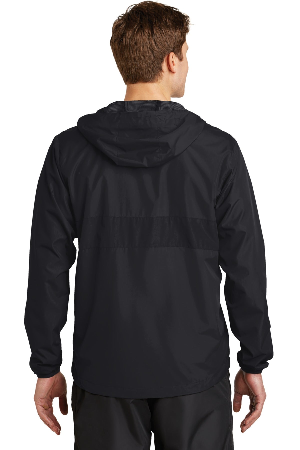Black/Black Sport-Tek Zipped Pocket Anorak. JST65 plain