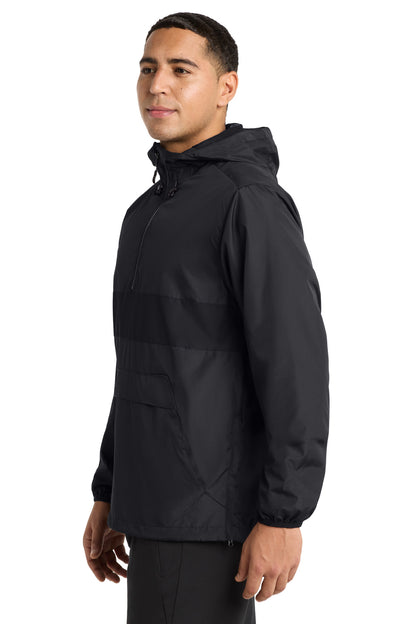 Black/Black Sport-Tek Zipped Pocket Anorak. JST65 plain