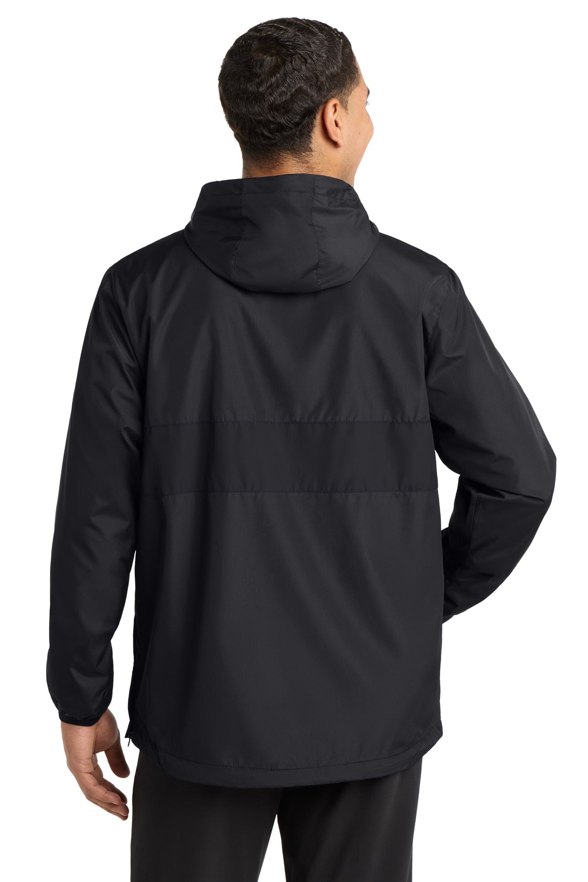 Black/Black Sport-Tek Zipped Pocket Anorak. JST65 plain