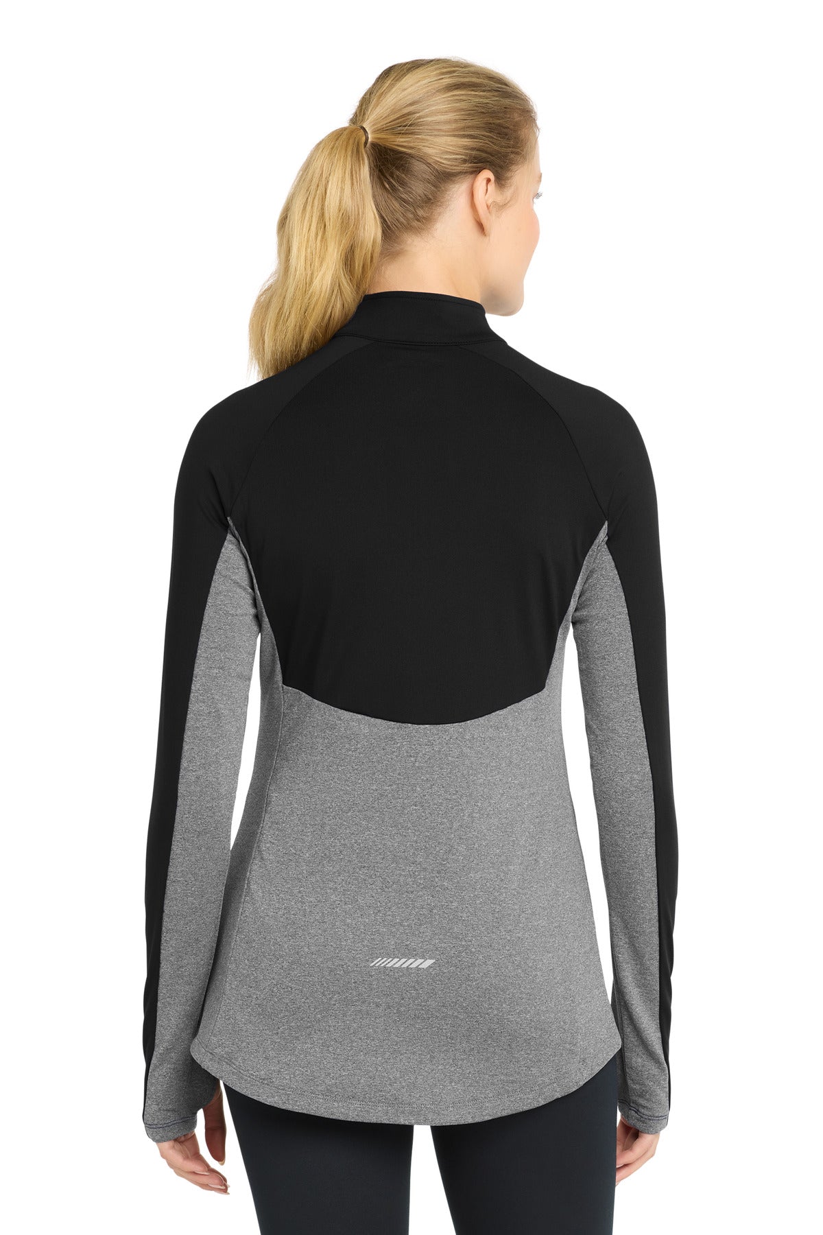 Black/Ch Gy He Sport-Tek Women's Sport-Wick Stretch Contrast 1/4-Zip Pullover. LST854 plain