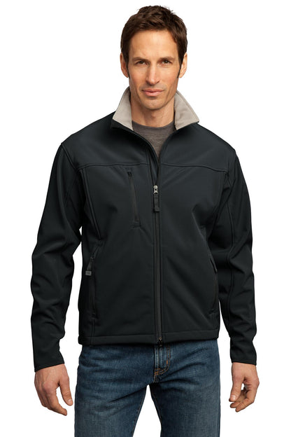 Black/Chrome Port Authority Tall Glacier Soft Shell Jacket. TLJ790 plain