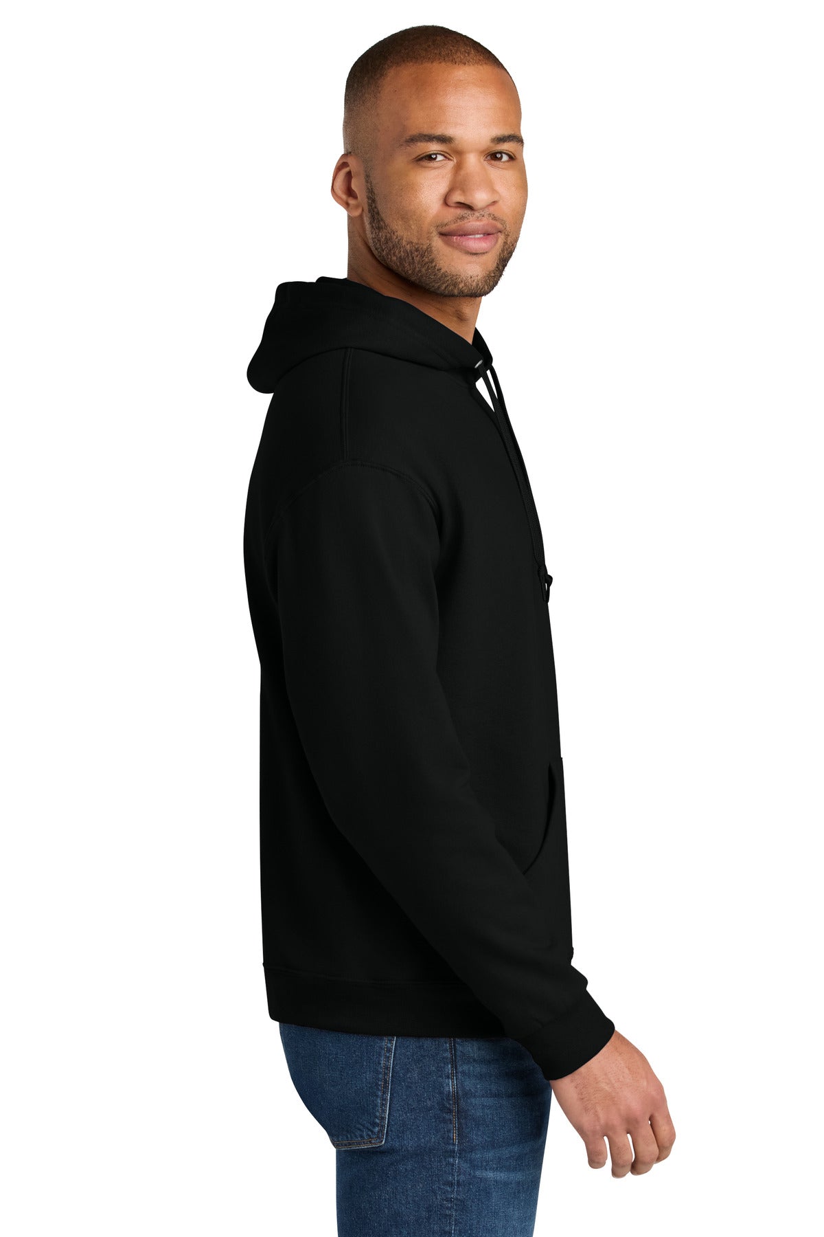 BlackInk Jerzees Ultimate Unisex CVC Ring Spun Hooded Sweatshirt IC49M plain
