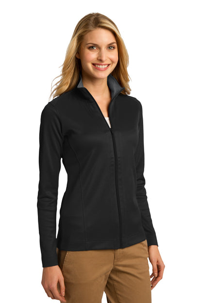 Black/Iron Gry Port Authority Women's Vertical Texture Full-Zip Jacket. L805 plain