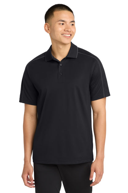 Black/Iron Gry Sport-Tek Micropique Sport-Wick Piped Polo. ST653 plain