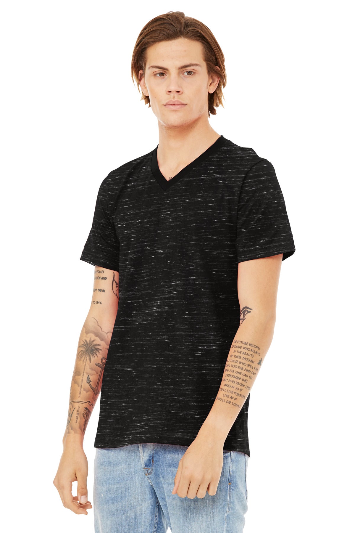 BlackMrbl BELLA+CANVAS Unisex Textured Jersey V-Neck Tee BC3655 plain