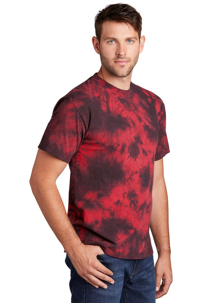 Black/Red Port & Co Crystal Tie-Dye Tee PC145 plain