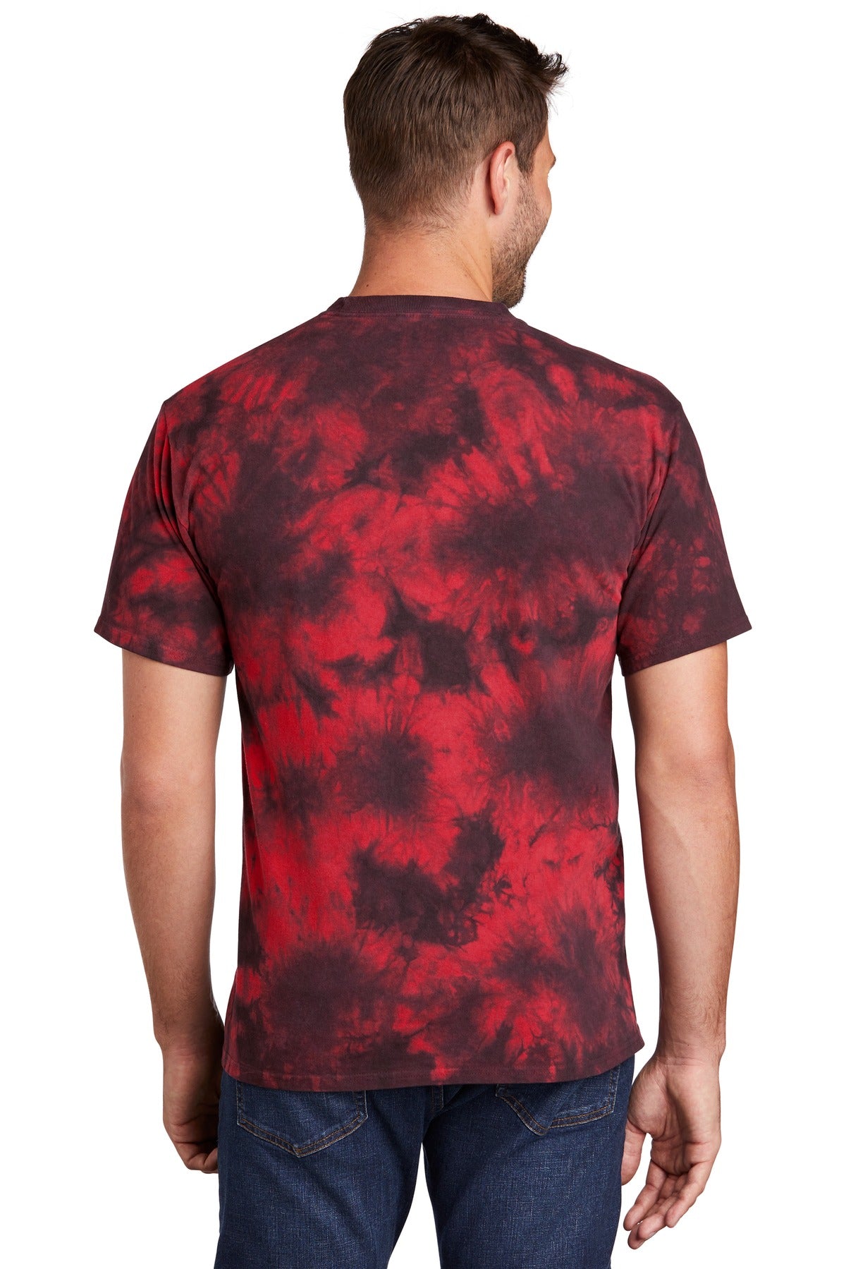 Black/Red Port & Co Crystal Tie-Dye Tee PC145 plain