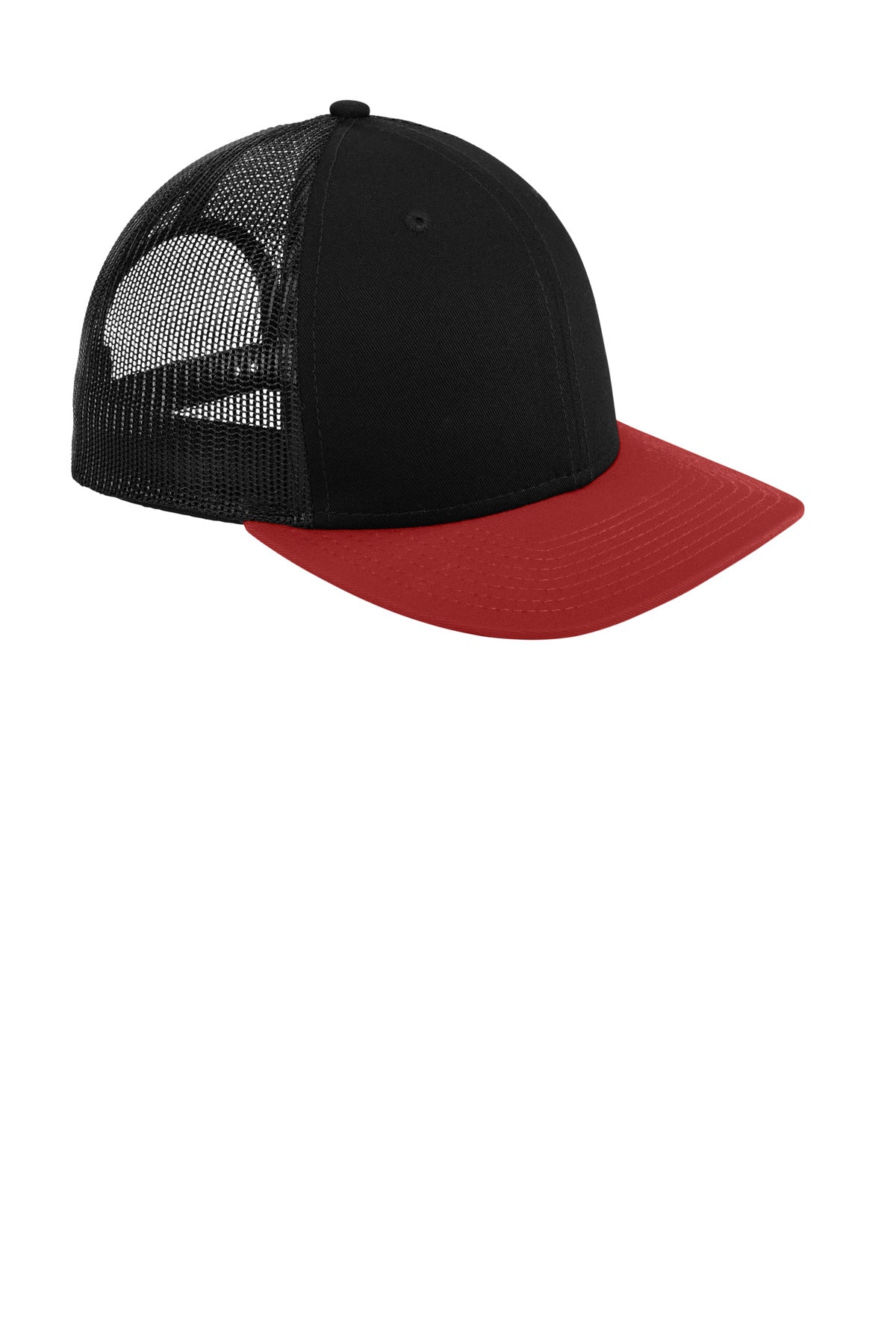 Black/Scarlet New Era Snapback Low Profile Trucker Cap NE207 plain