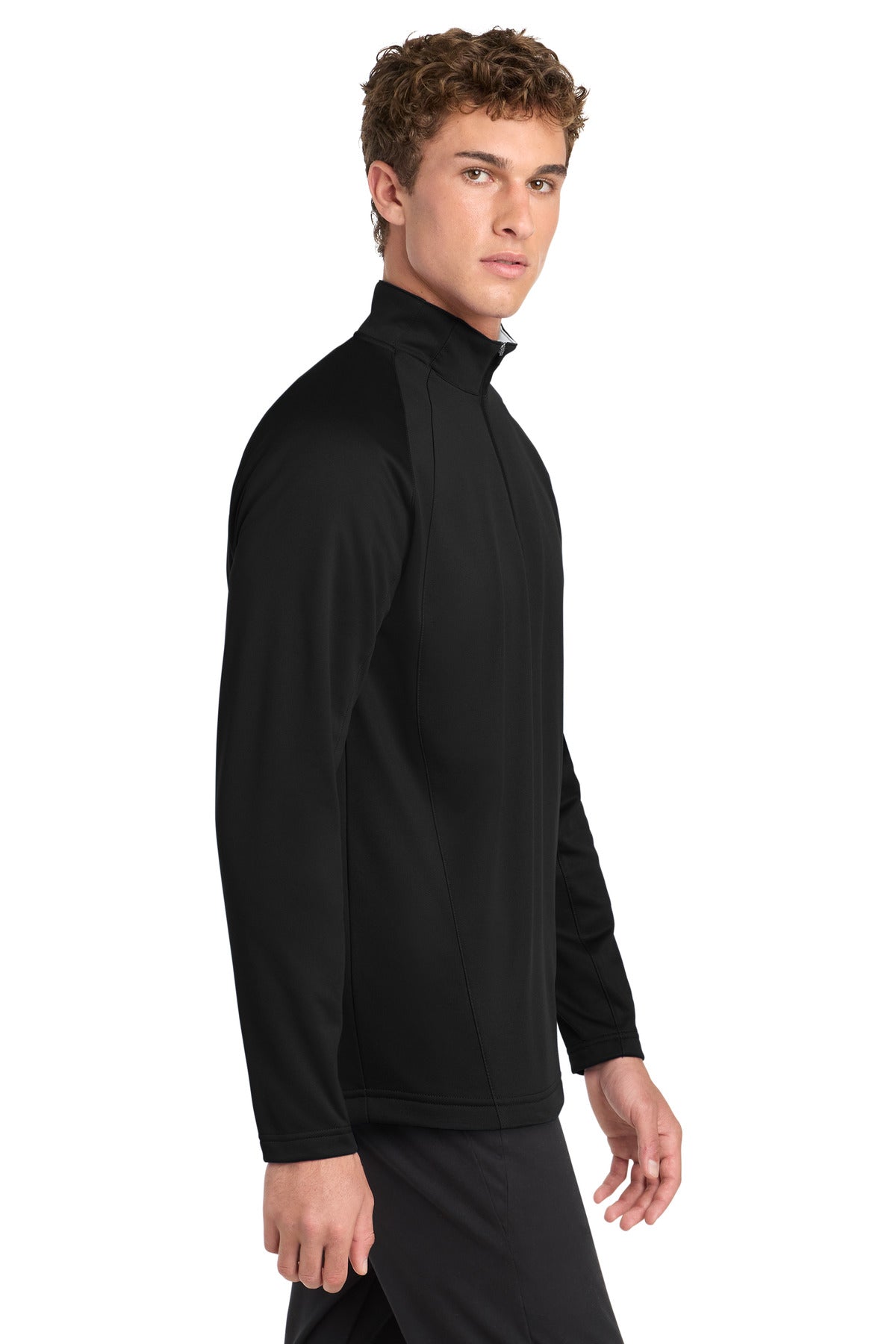 Black/Silver Sport-Tek Sport-Wick Fleece 1/4-Zip Pullover. F243 plain