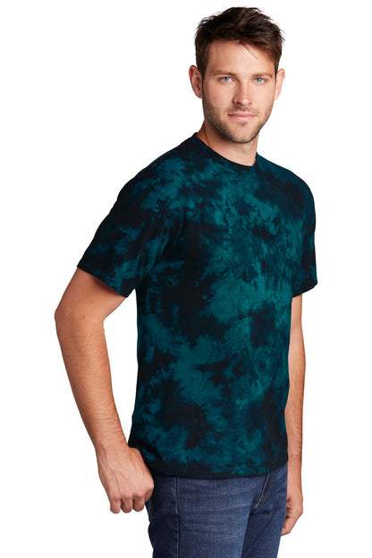 Black/Teal Port & Co Crystal Tie-Dye Tee PC145 plain