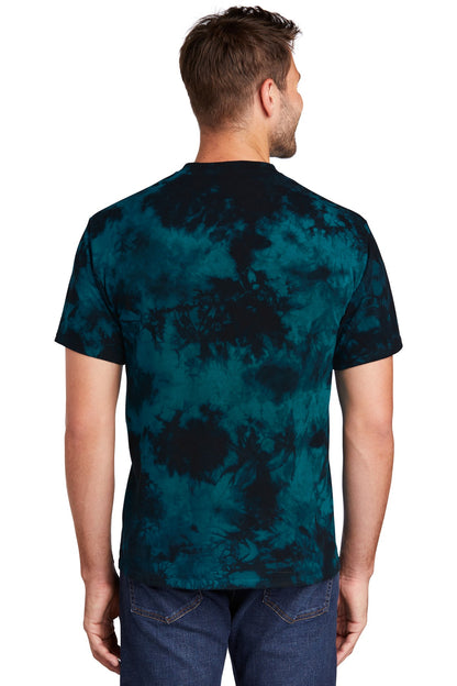 Black/Teal Port & Co Crystal Tie-Dye Tee PC145 plain