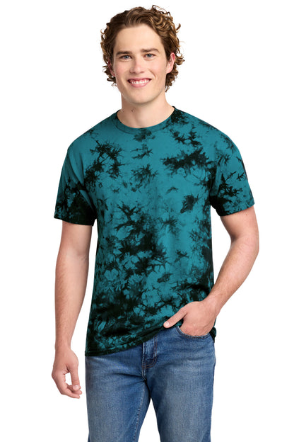 Black/Teal Port & Co Crystal Tie-Dye Tee PC145 plain