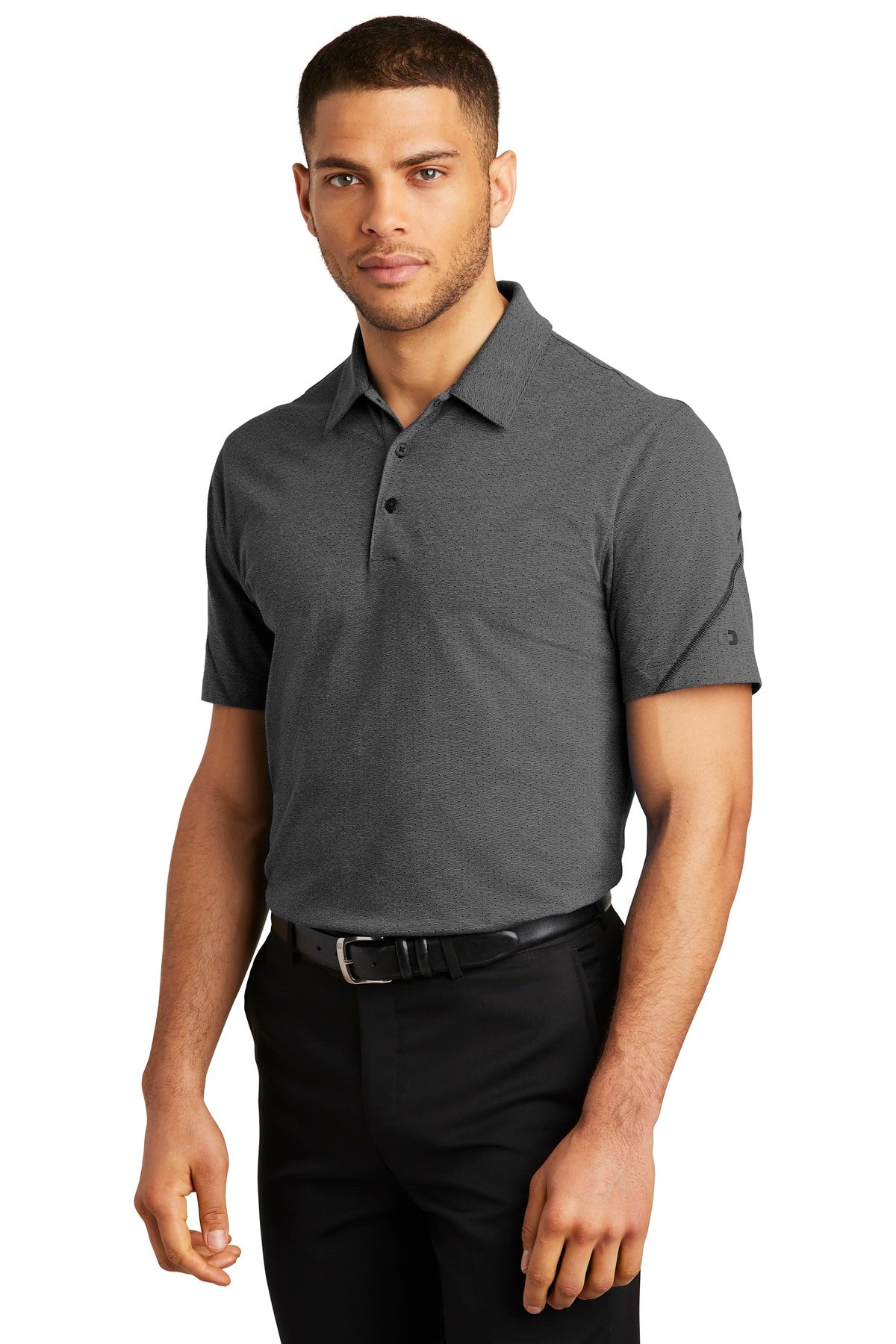 Blacktop Hthr OGIO Tread Polo. OG135 plain