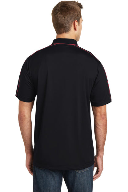 Black/Tr Red Sport-Tek Micropique Sport-Wick Piped Polo. ST653 plain