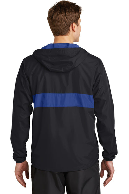 Black/True Roy Sport-Tek Zipped Pocket Anorak. JST65 plain