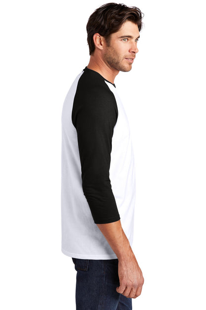 Black/White District Perfect Tri 3/4-Sleeve Raglan. DM136 plain