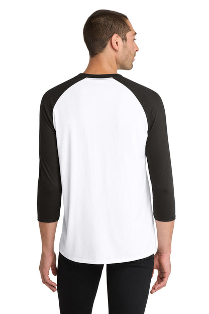 Black/White District Perfect Tri 3/4-Sleeve Raglan. DM136 plain