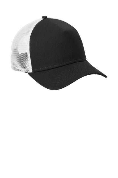 Black/White New Era Snapback Trucker Cap. NE205 plain