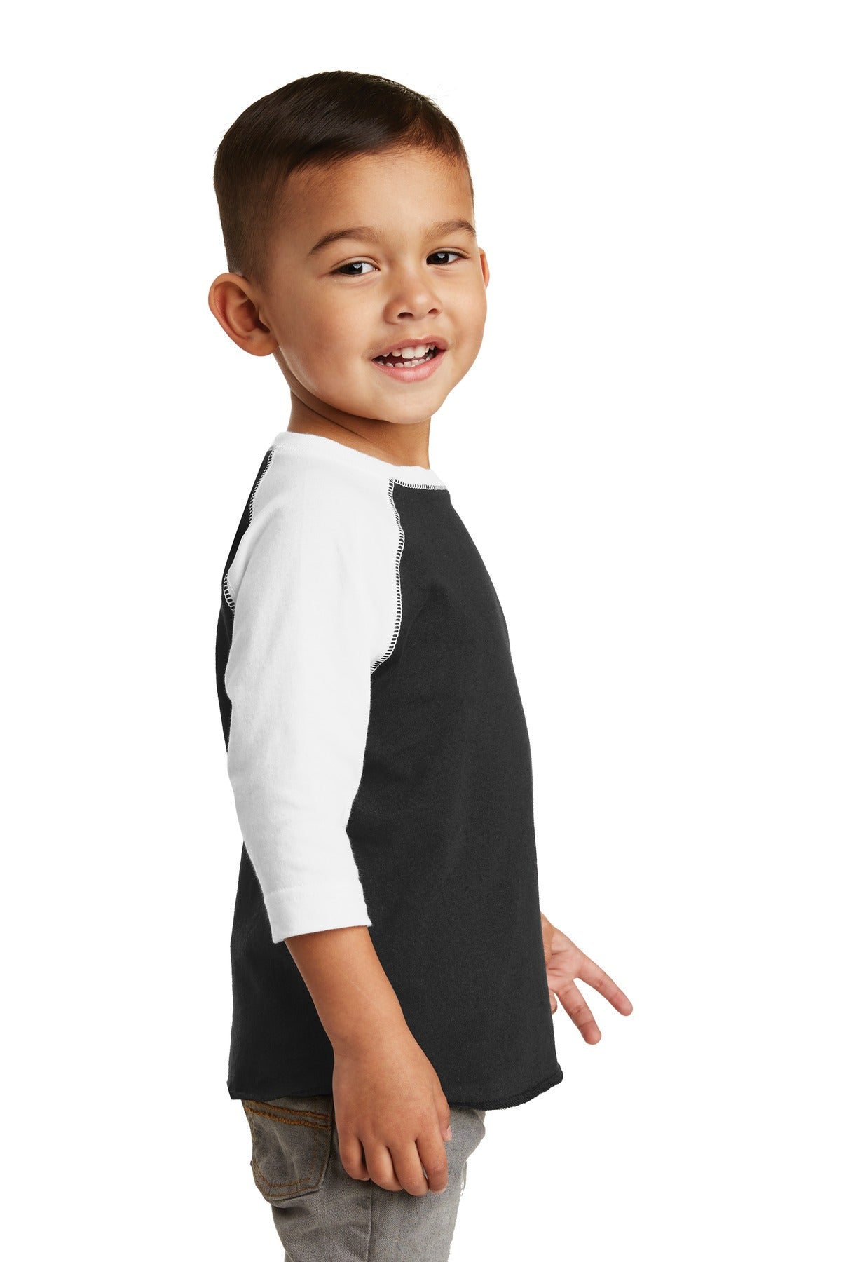 Black/White Rabbit Skins Toddler Baseball Fine Jersey Tee. RS3330 plain