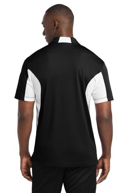 Black/White Sport-Tek Side Blocked Micropique Sport-Wick Polo. ST655 plain