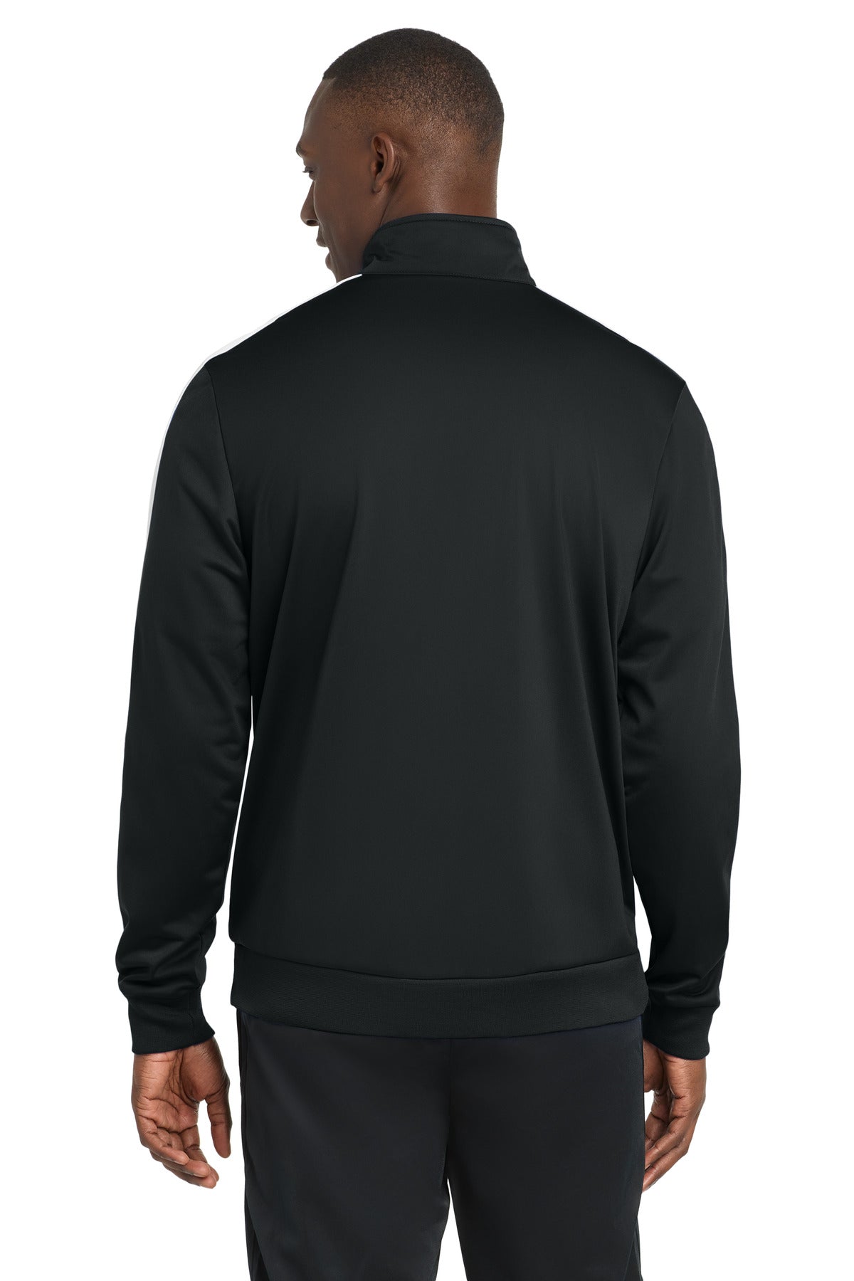 Black/White Sport-Tek Tricot Sleeve Stripe Track Jacket. JST94 plain